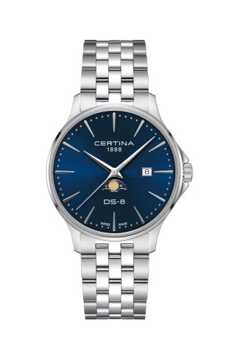 Certina DS-8 Moonphase Gent Quartz Stainless Steel / Blue / Bracelet